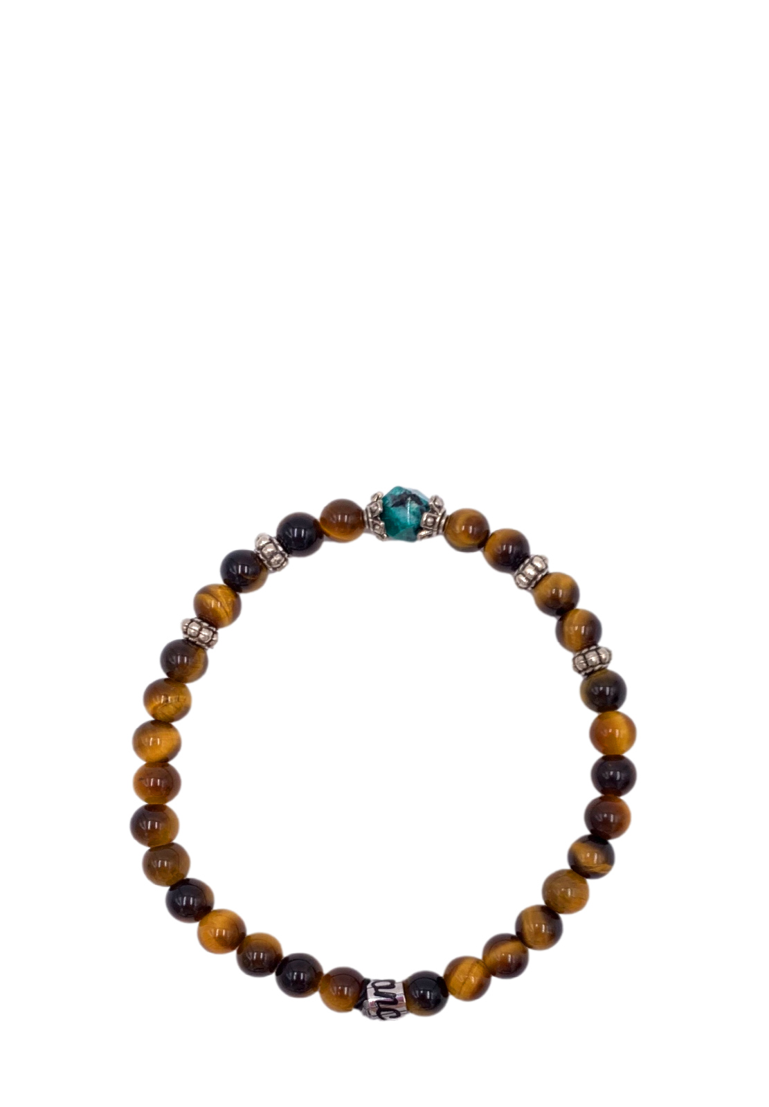 MANCINO BRACCIALE BICOLORE ELASTICO CON PIETRE NATURALI 6MM