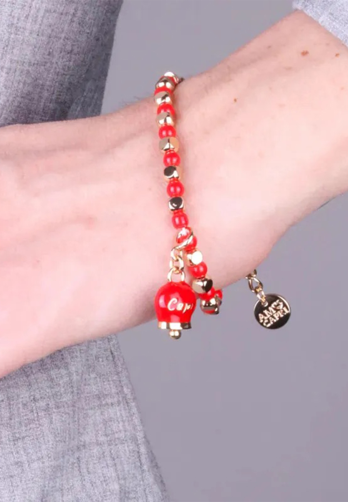 AMO CAPRI BRACCIALE SFERE CAMPANA ROSSA