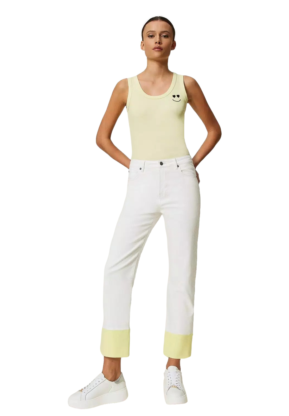 TWINSET ACTITUDE PANTALONI IN BULL CON RISVOLTO