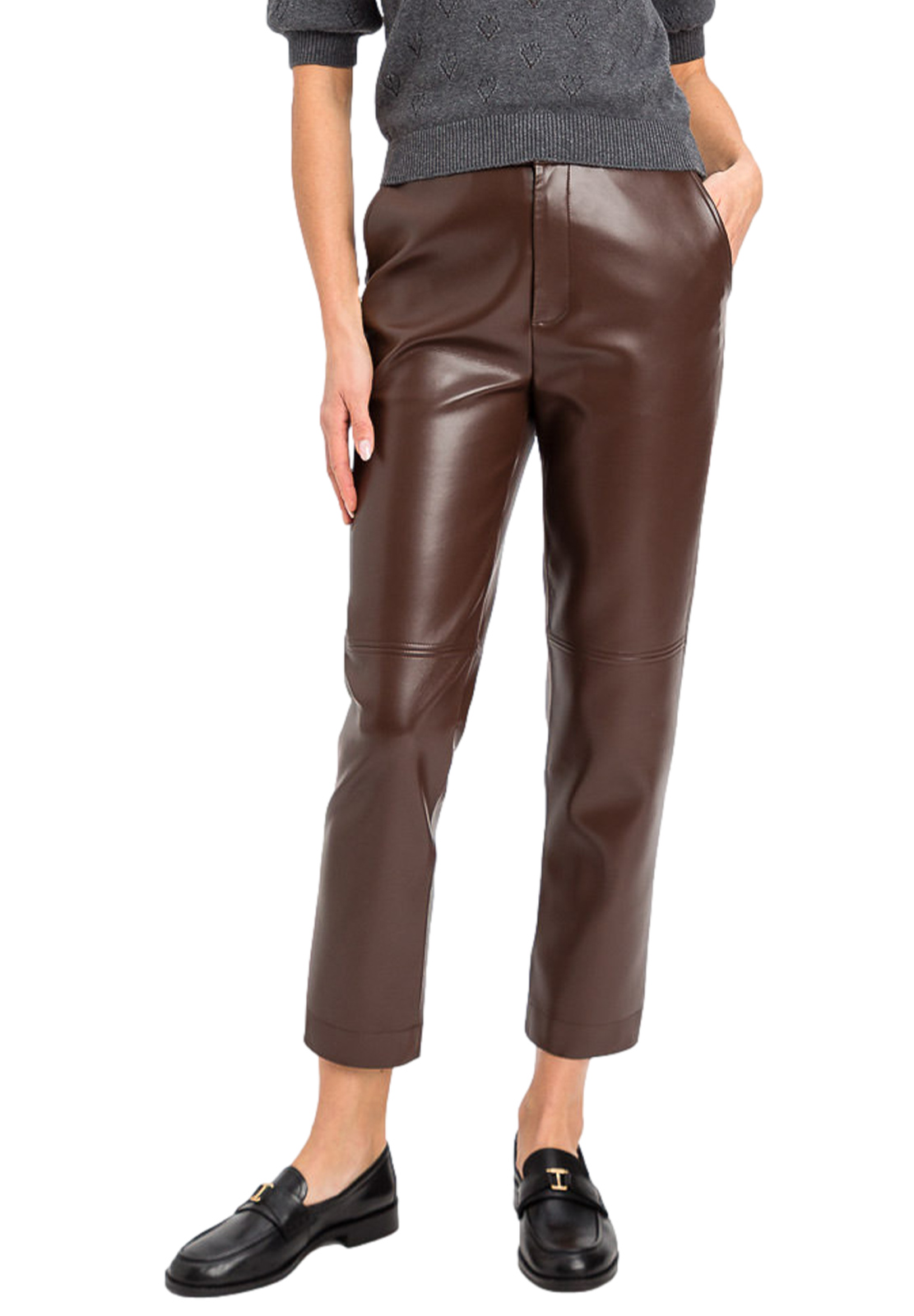 TWINSET PANTALONI DRITTI IN ECOPELLE