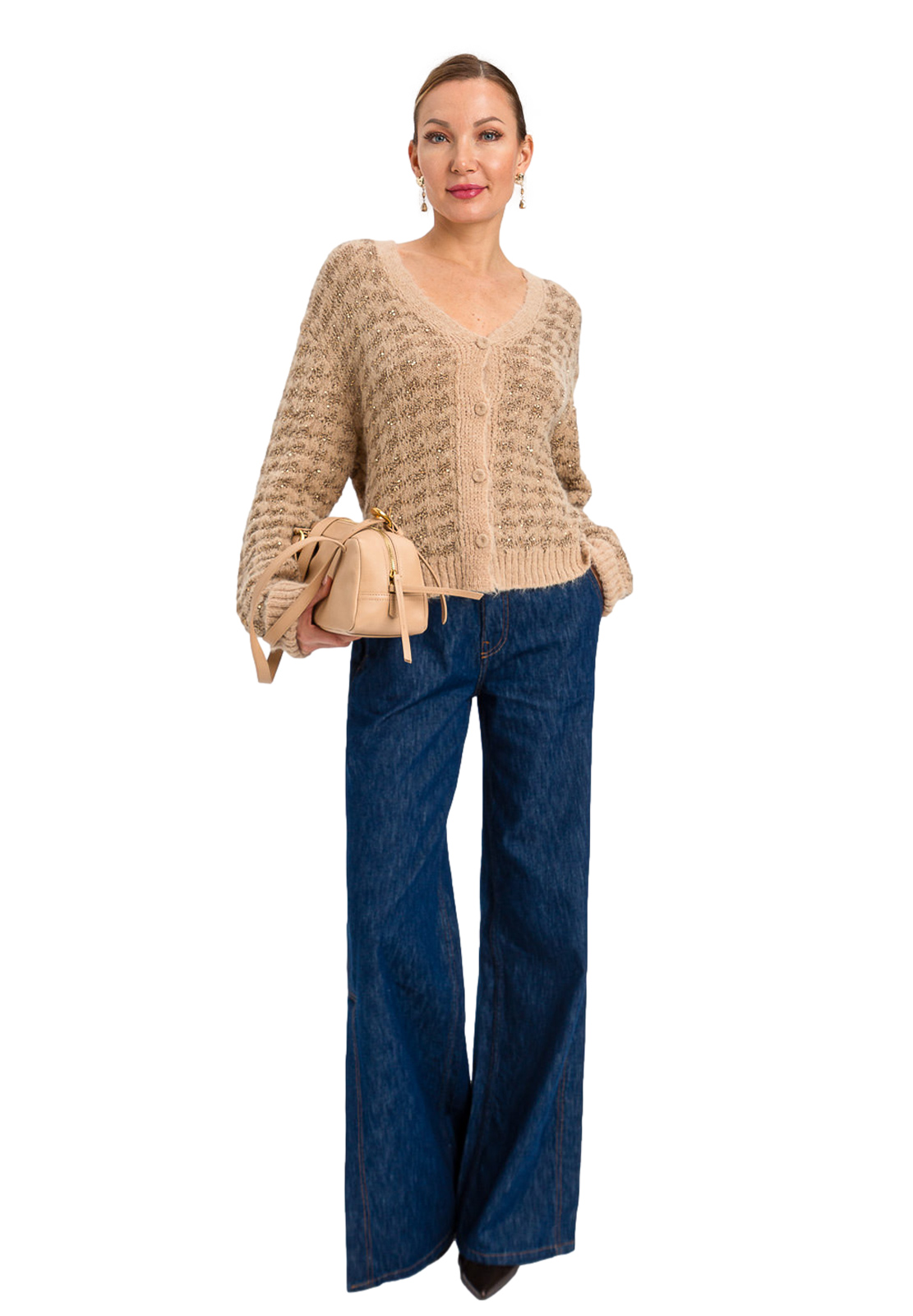 TWINSET CARDIGAN JACQUARD MIX ALPACA E PAILLETTES