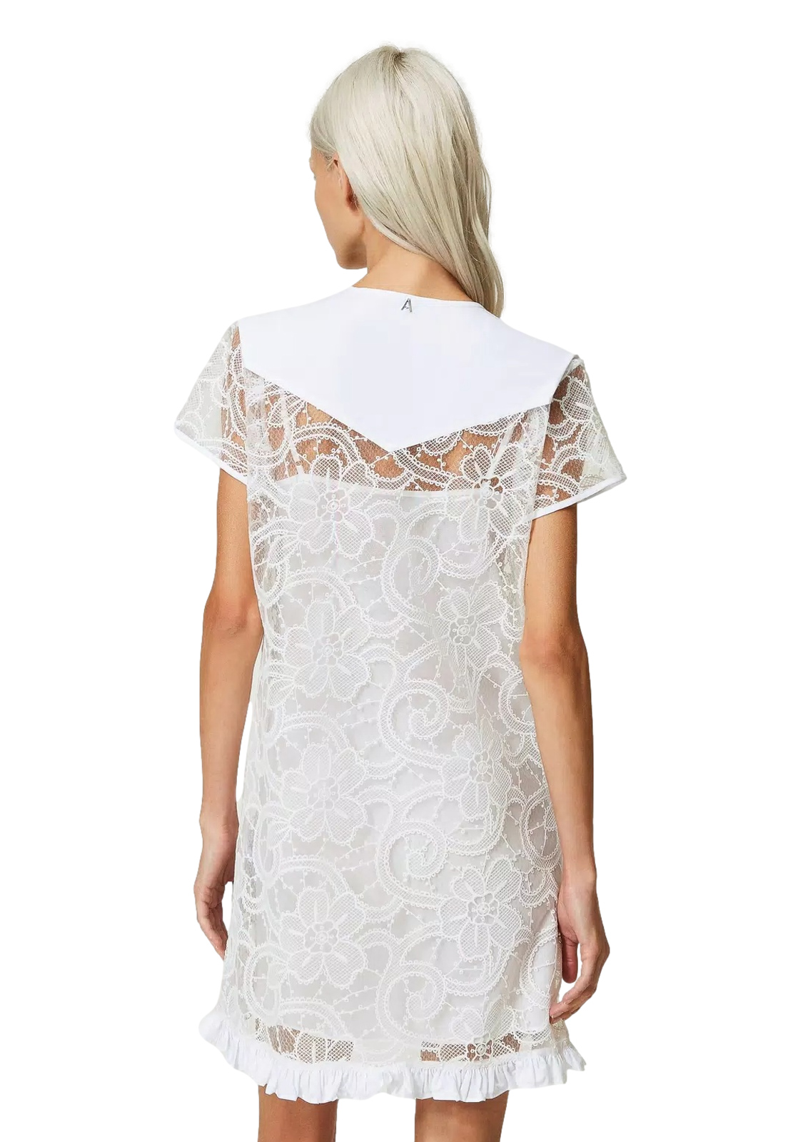 TWINSET ACTITUDE ABITO CORTO IN ORGANZA RICAMATA