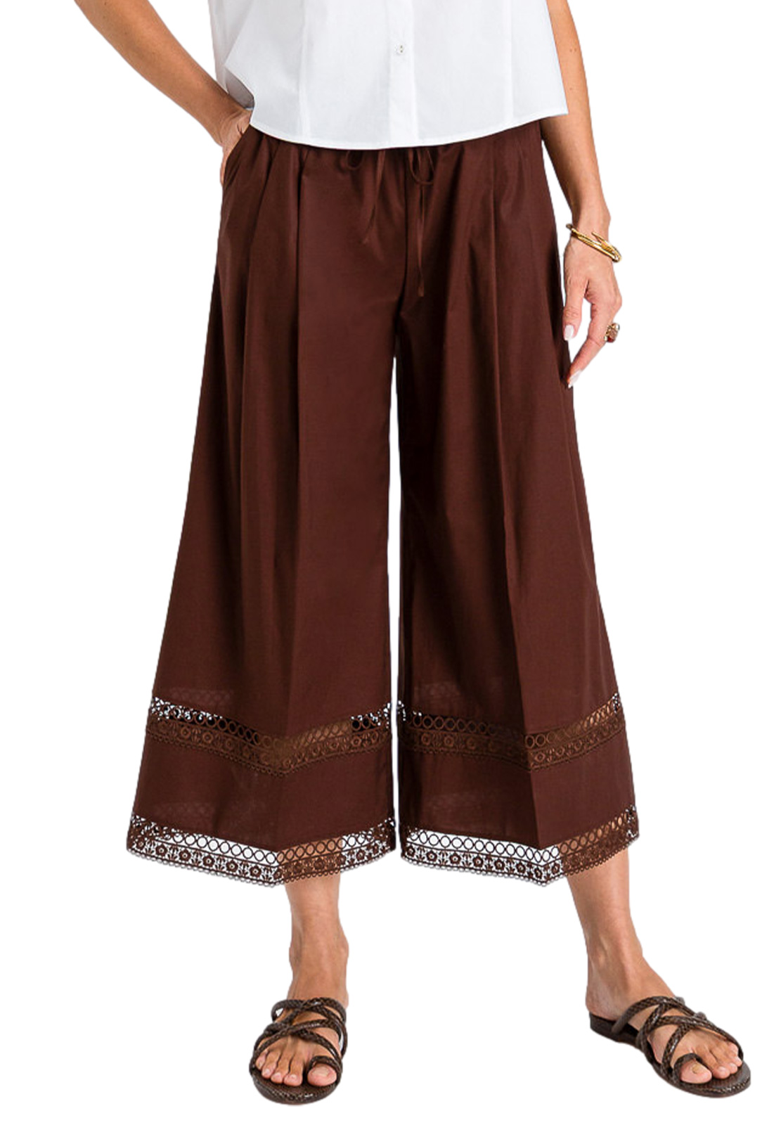TWINSET PANTALONI CON MACRAME'