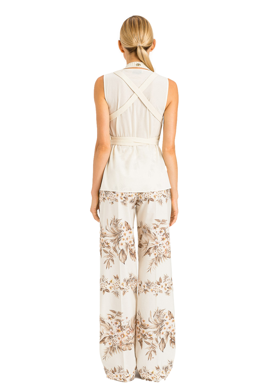 TWINSET PANTALONI IN POPELINE DI COTONE STAMPATO