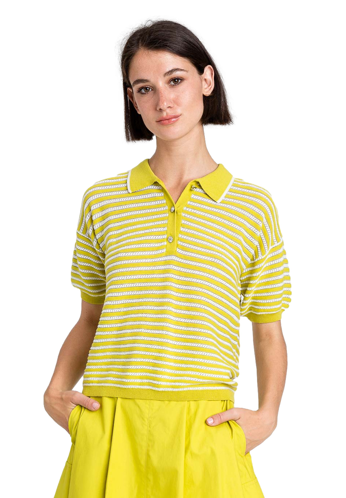 TWINSET ACTITUDE MAGLIA POLO A RIGHE LUREX