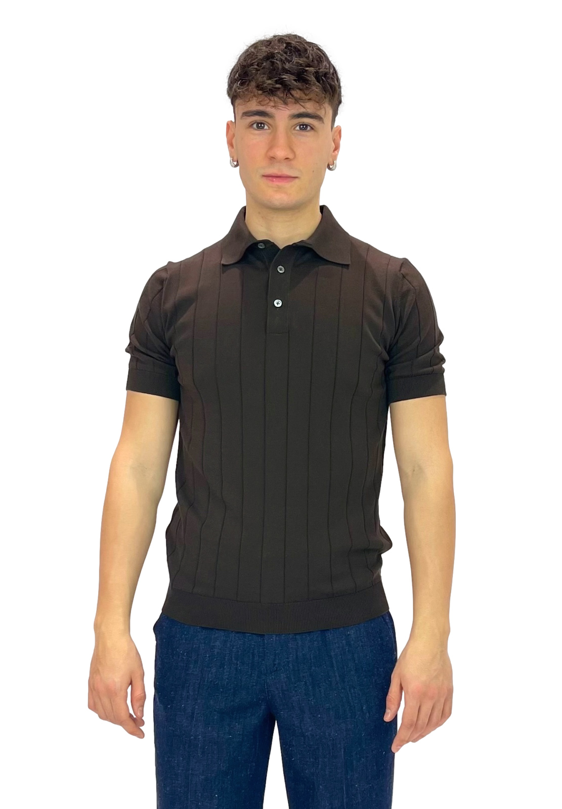 FILIPPO DE LAURENTIIS POLO A COSTE IN CREPE DI COTONE