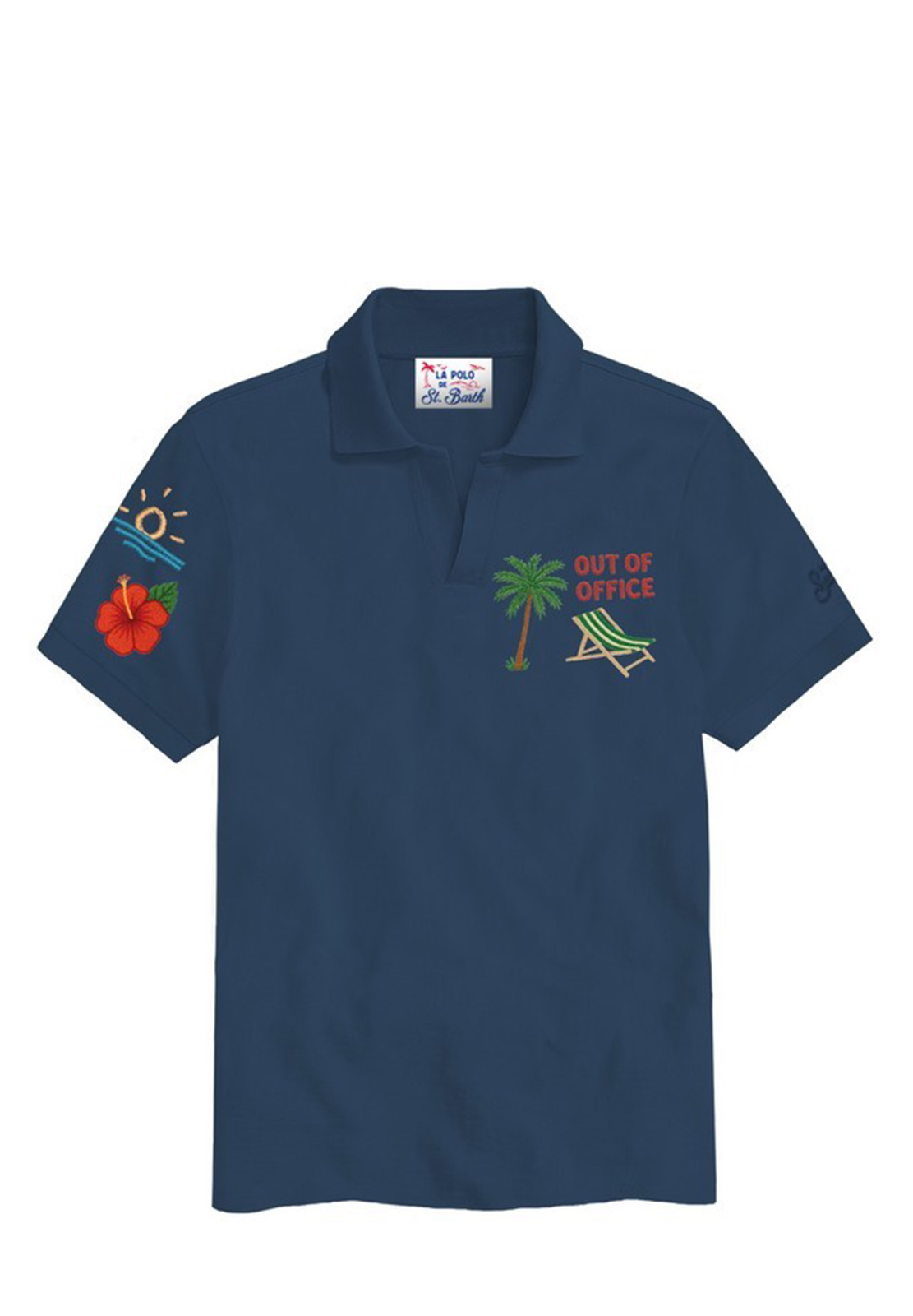 SAINT BARTH POLO IN PIQUET DI COTONE CON RICAMO OUT OF OFFICE