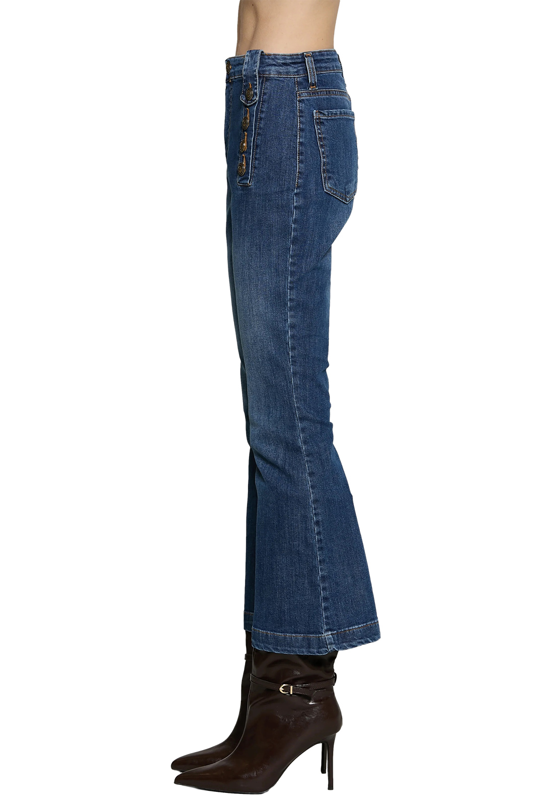 RELISH PANTALONE PALENCIA CROP A VITA ALTA CON BOTTONI DENIM