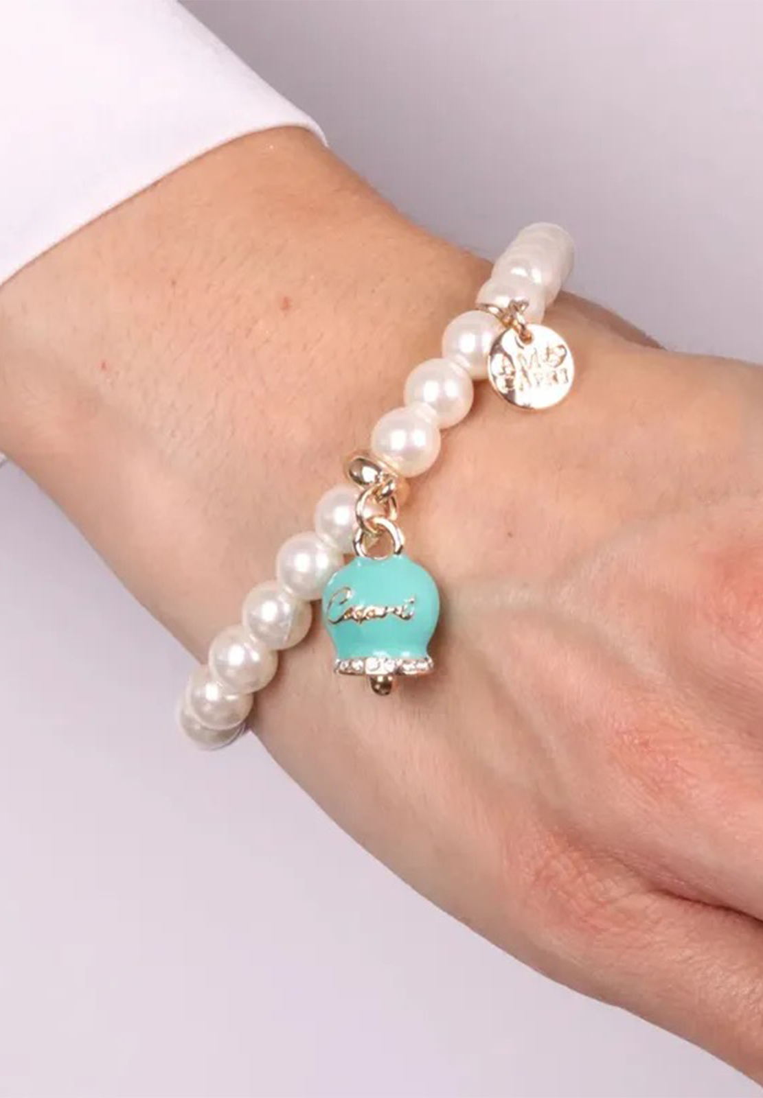 AMO CAPRI BRACCIALE PERLE E CAMPANA VERDE