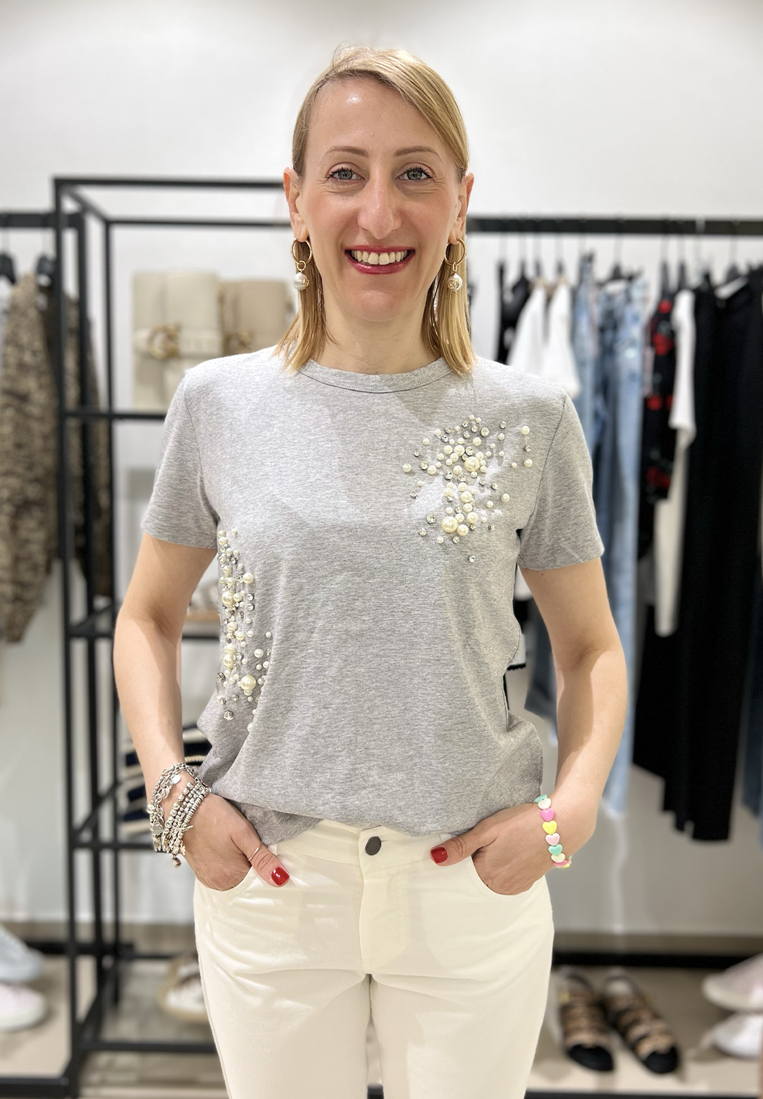 RELISH T-SHIRT ANGELYNA CON APPLICAZIONE PIETRE