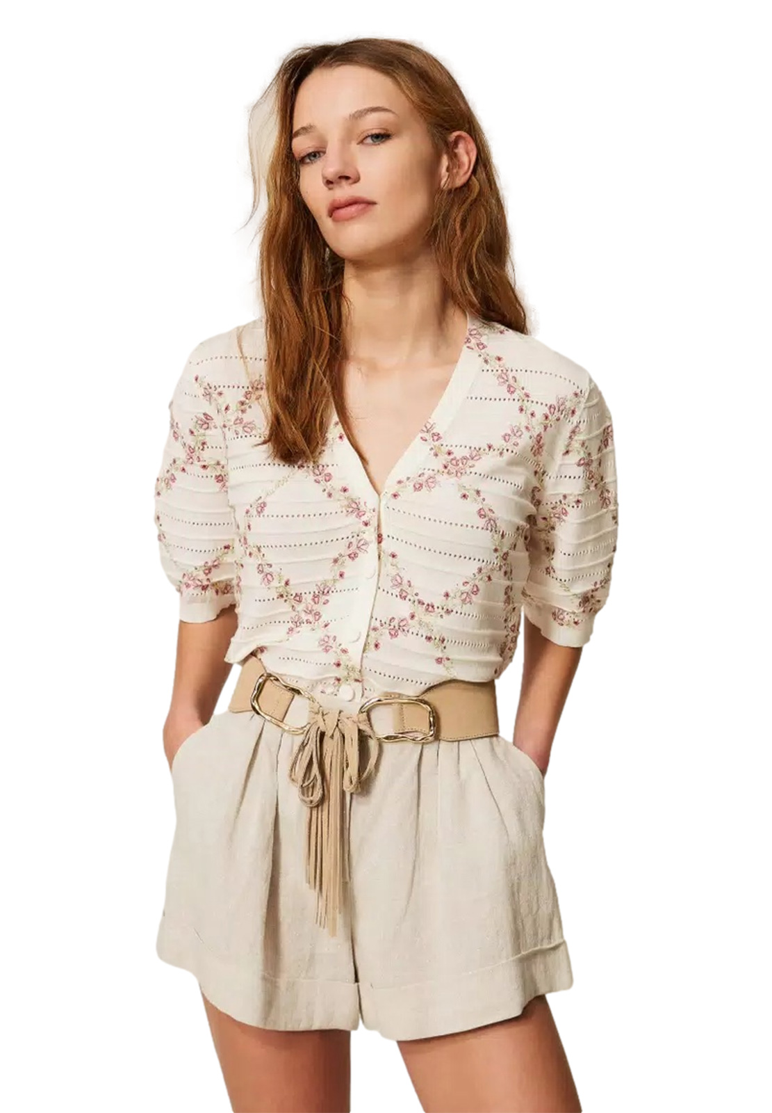 TWINSET CARDIGAN IN MAGLIA STAMPATO