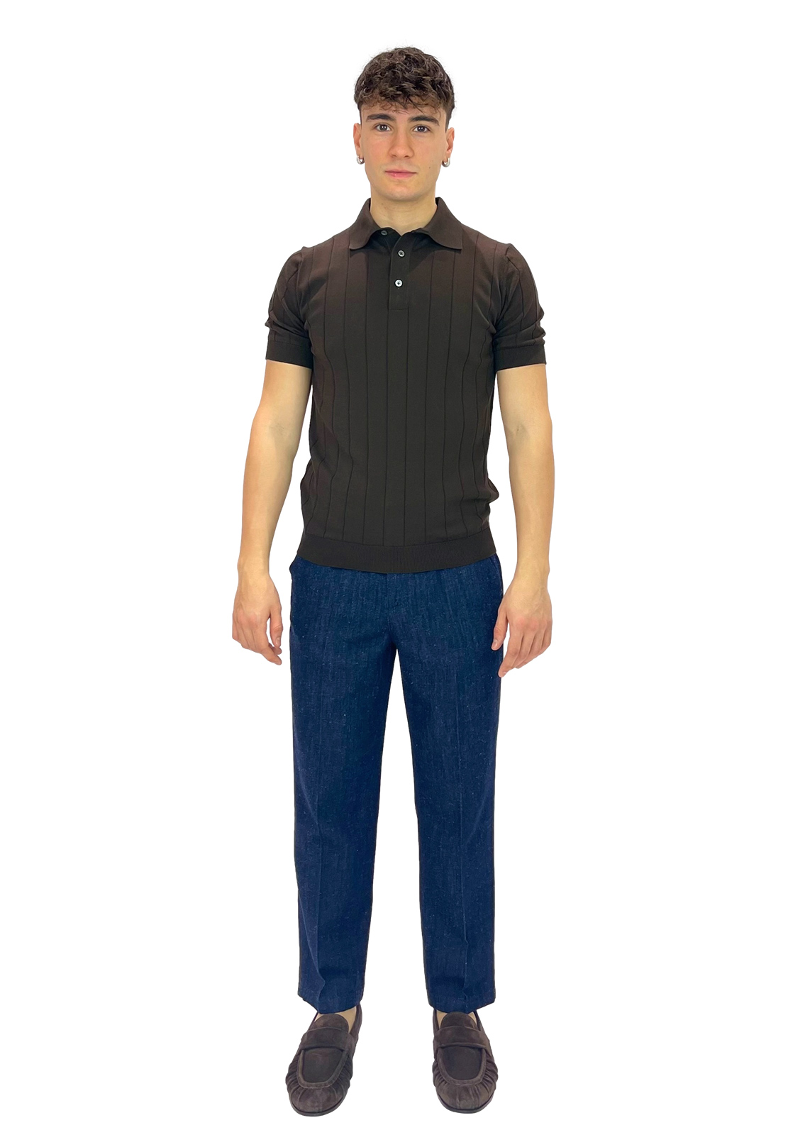 FILIPPO DE LAURENTIIS POLO A COSTE IN CREPE DI COTONE