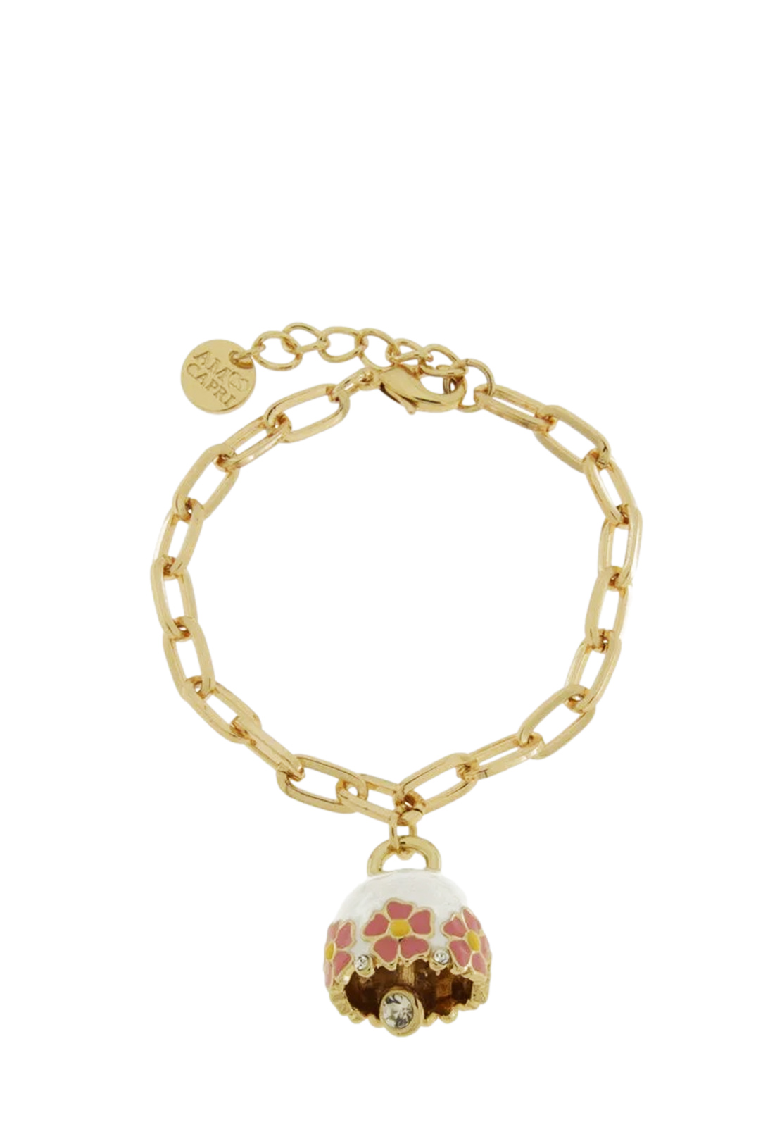 AMO CAPRI BRACCIALE CATENA CAMPANA BIANCA FIORI