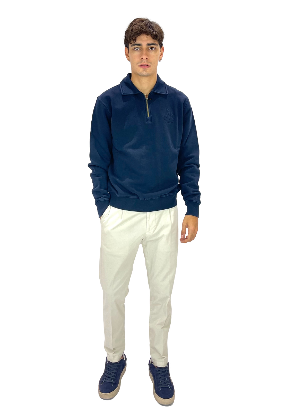 SAINT BARTH FELPA COLLO POLO CON MEZZA ZIP