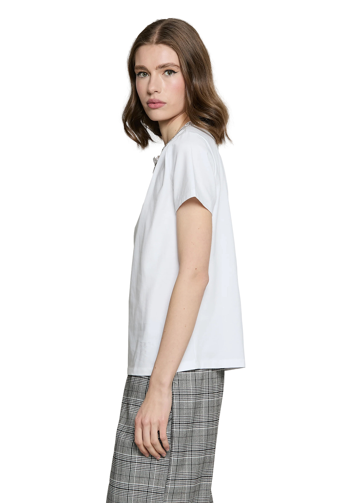 RELISH T-SHIRT KANTA MANICA CORTA CON FIOCCO E STRASS