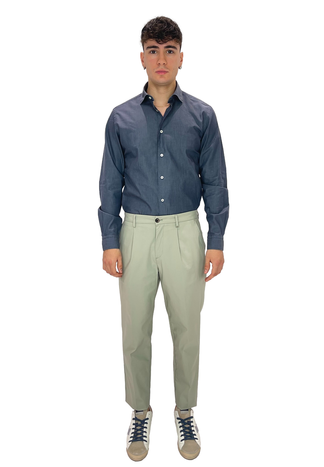 AIBURAI PANTALONI NARCISO CON UNA PENCE IN TECK COTTON