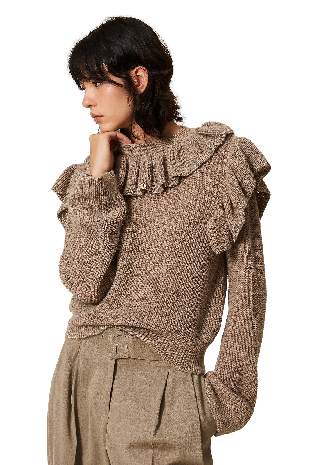 TWINSET MAGLIA GIROCOLLO CON ROUCHES