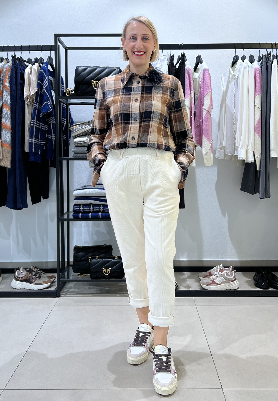 MOTEL CAMICIA STAMPA CHECK CON SPILLA