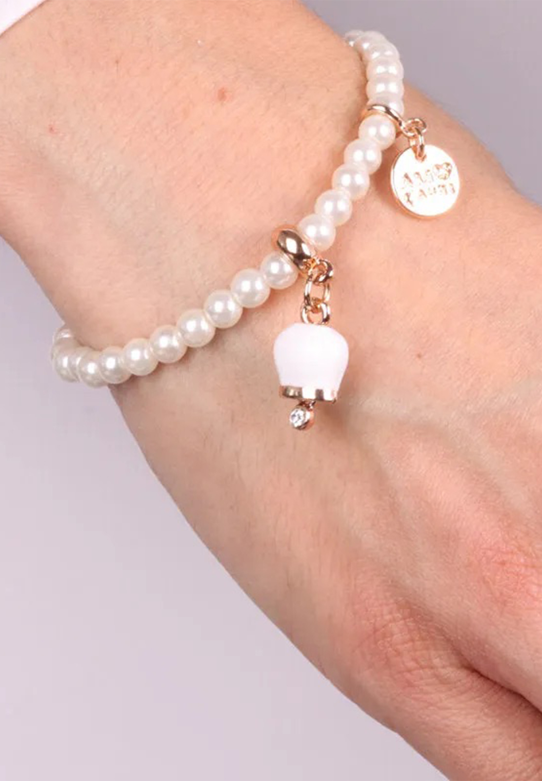 AMO CAPRI BRACCIALE PERLINE E CAMPANA BIANCA