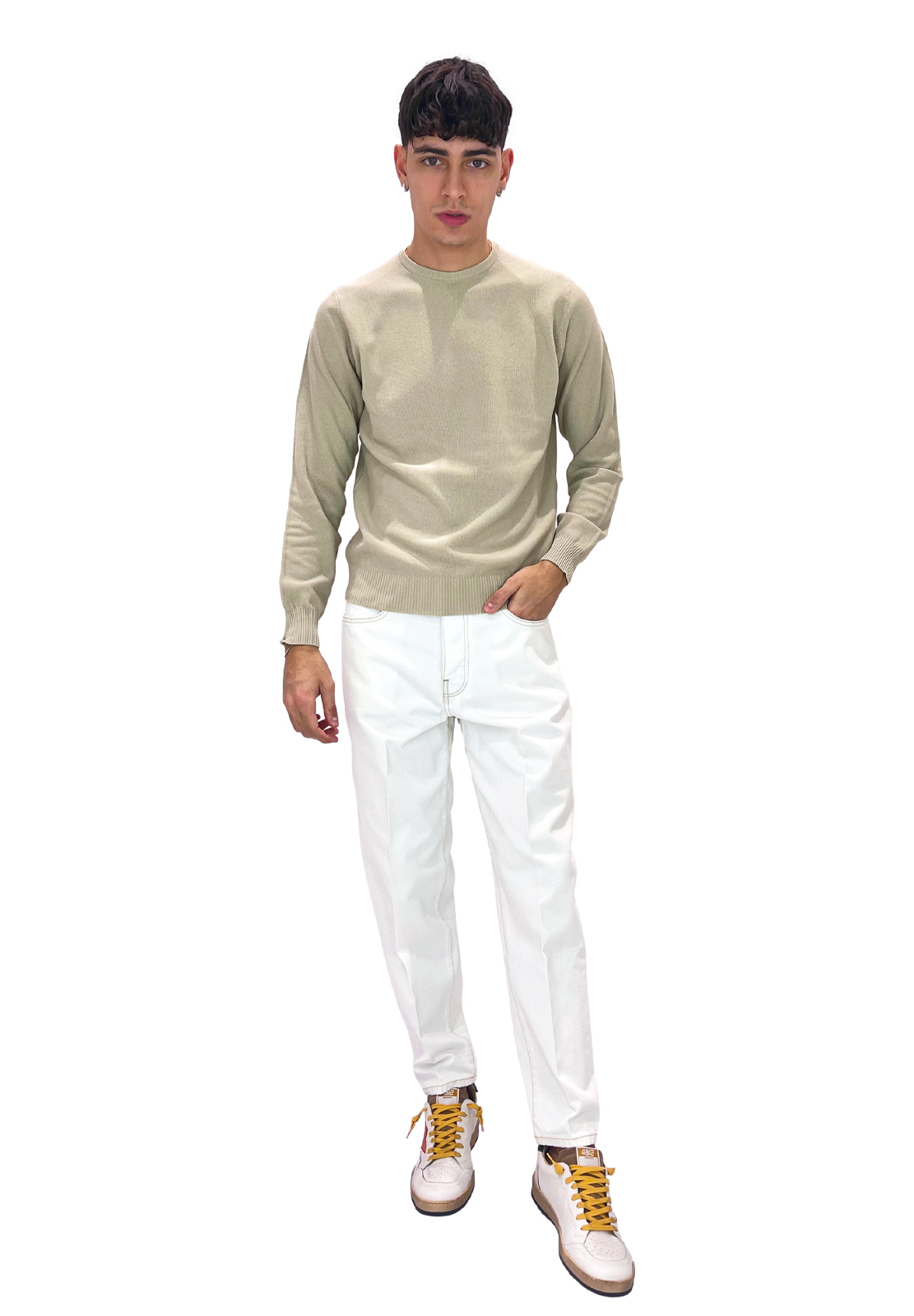 BONHEUR DENIM 5 TASCHE OVER IN BULL BIANCO