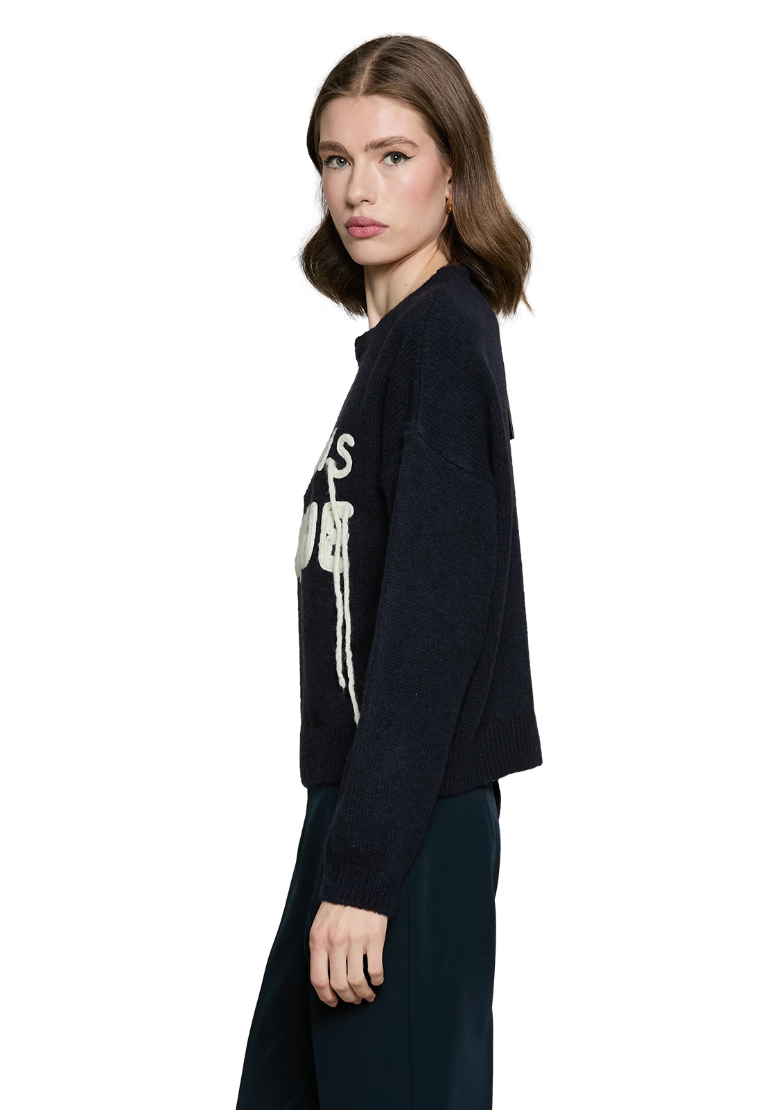 RELISH MAGLIA PINIA CON SCRITTA RICAMO