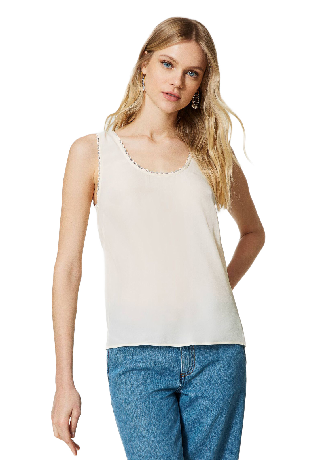 TWINSET TOP IN MISTO SETA