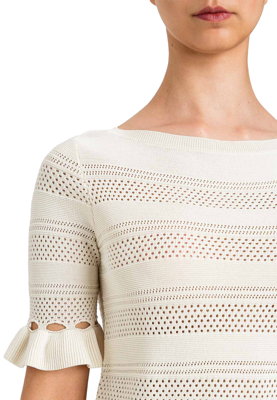 TWINSET MAGLIA PUNZONATA CON VOLANT