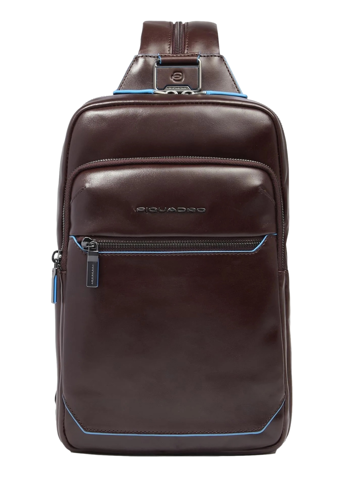 PIQUADRO MONOSPALLA IN PELLE BLUE SQUARE
