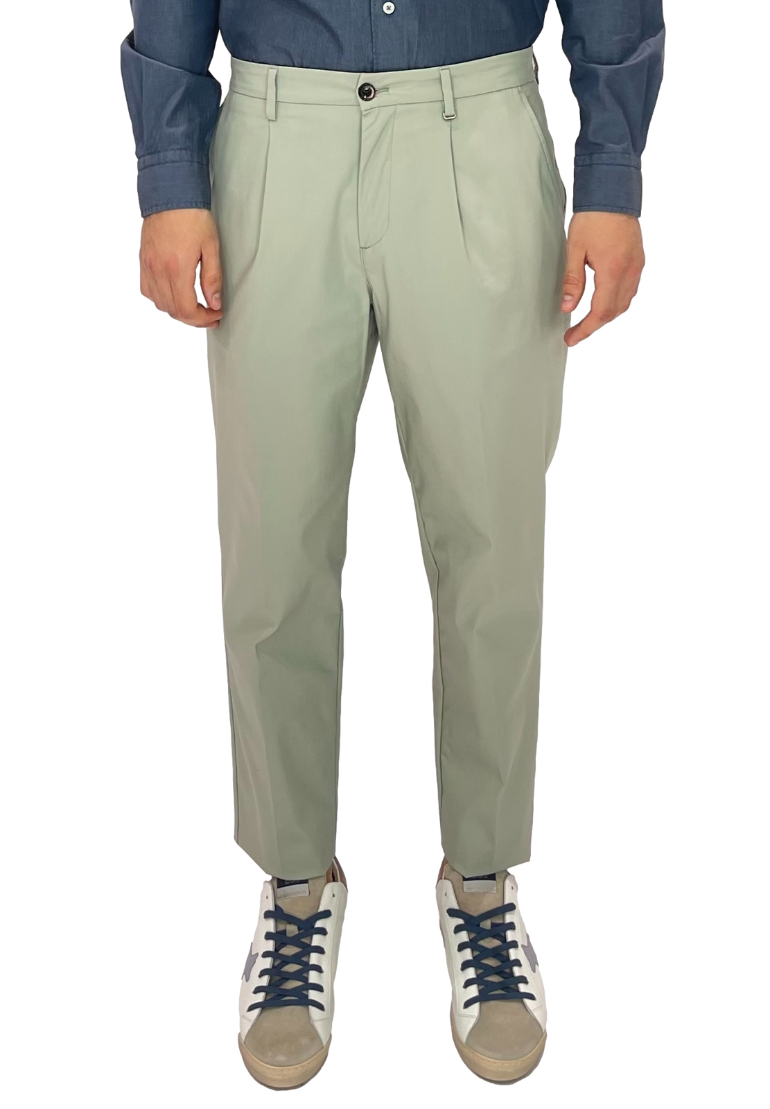 AIBURAI PANTALONI NARCISO CON UNA PENCE IN TECK COTTON