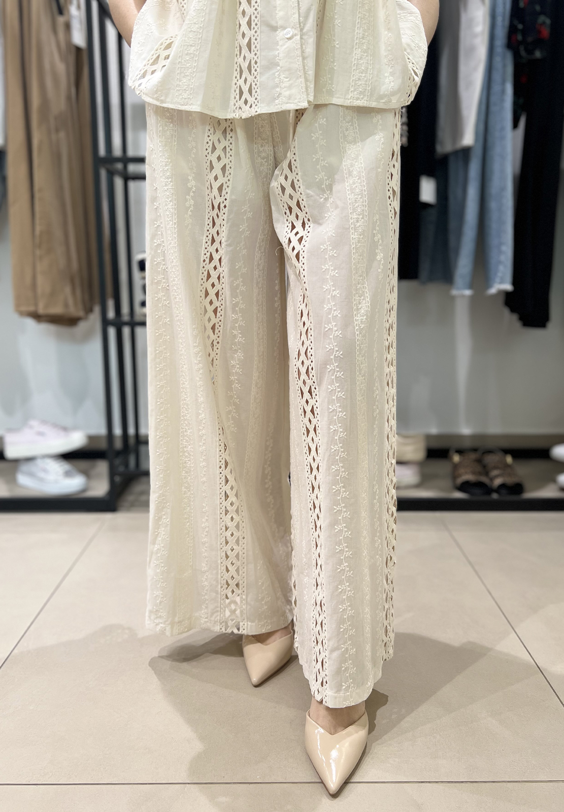 HAVEONE PANTALONE RIGHE SANGALLO