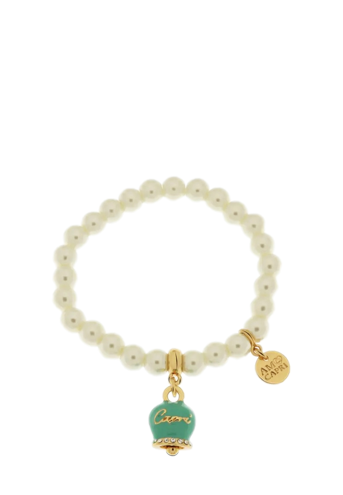 AMO CAPRI BRACCIALE PERLE E CAMPANA VERDE