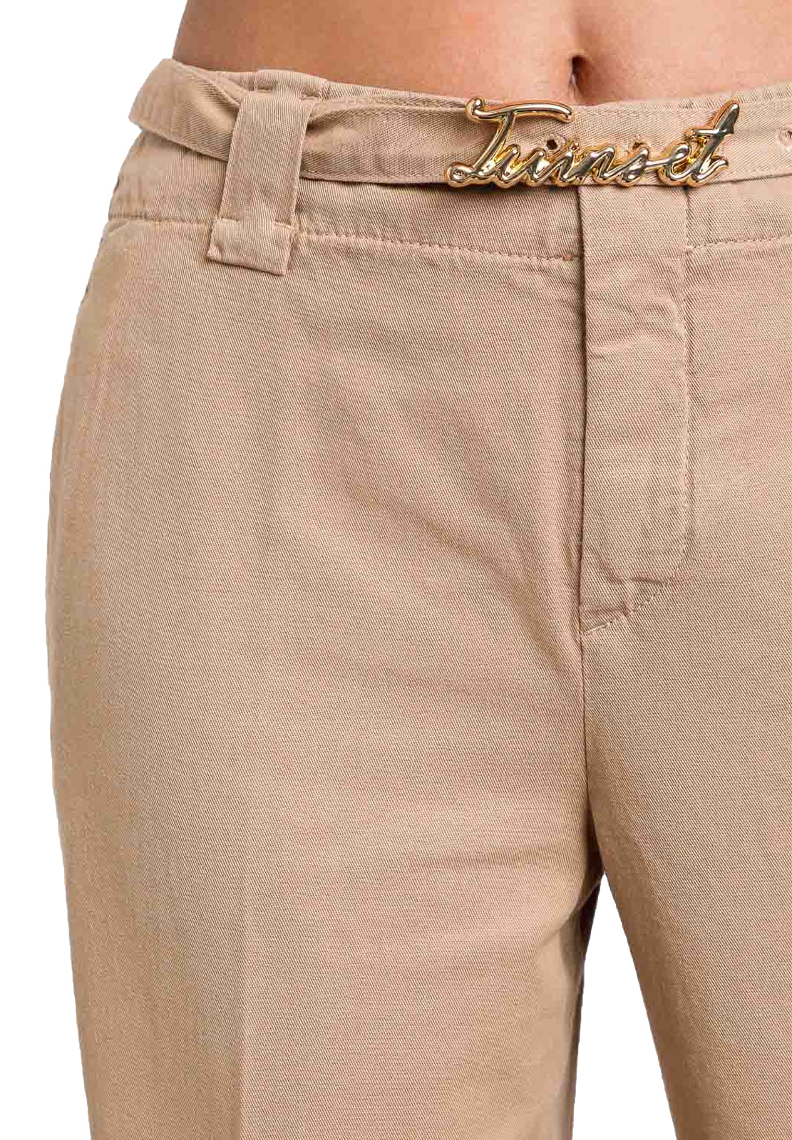 TWINSET PANTALONI CON RISVOLTO E CINTURA