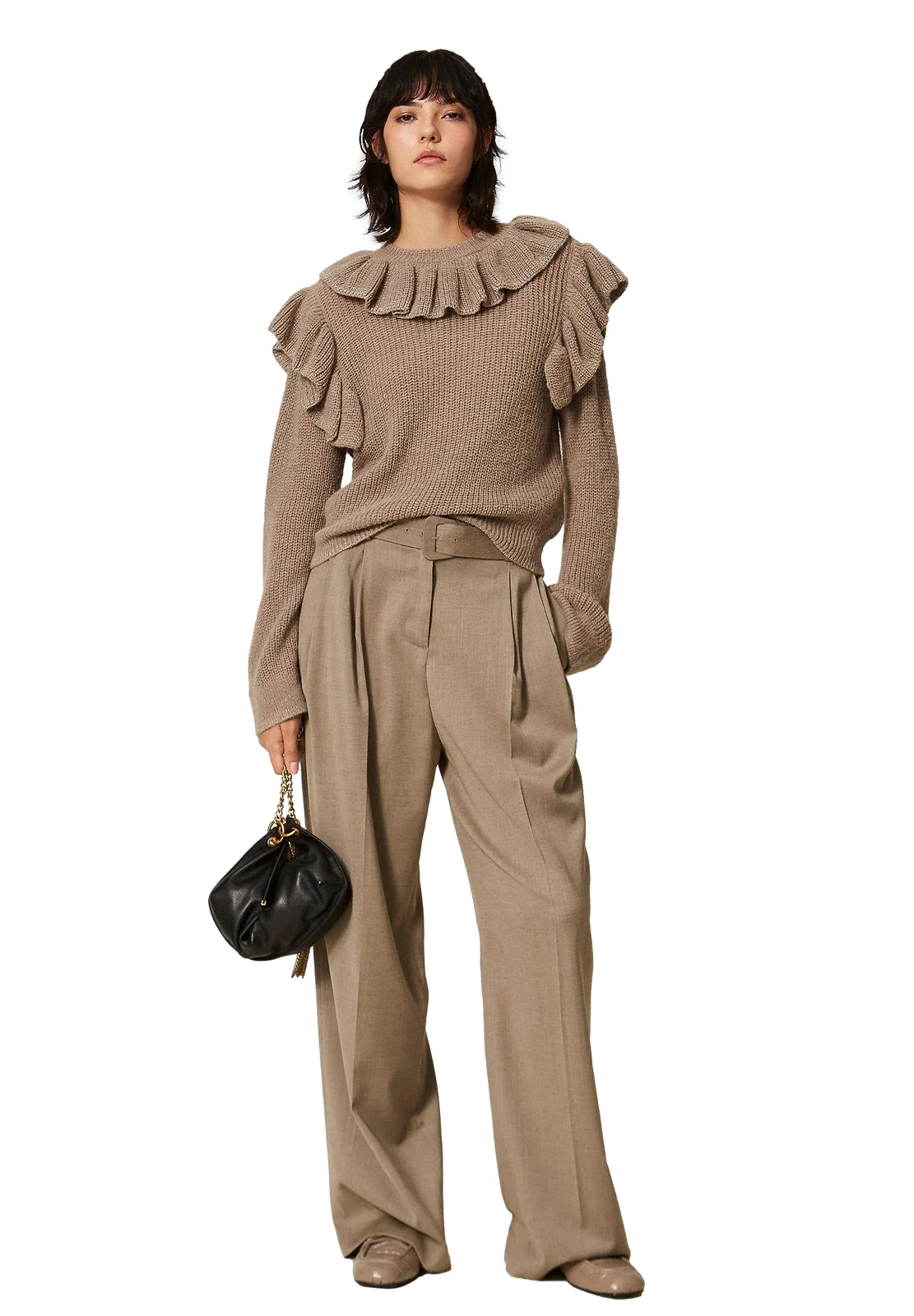 TWINSET PANTALONE LARGO CON CINTURA