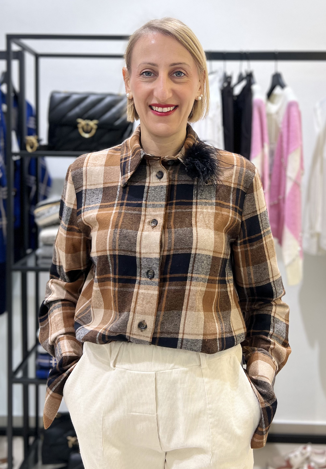 MOTEL CAMICIA STAMPA CHECK CON SPILLA