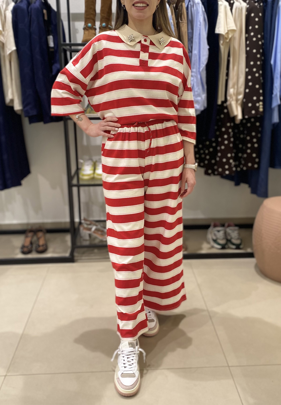 KIKISIX PANTALONI A RIGHE