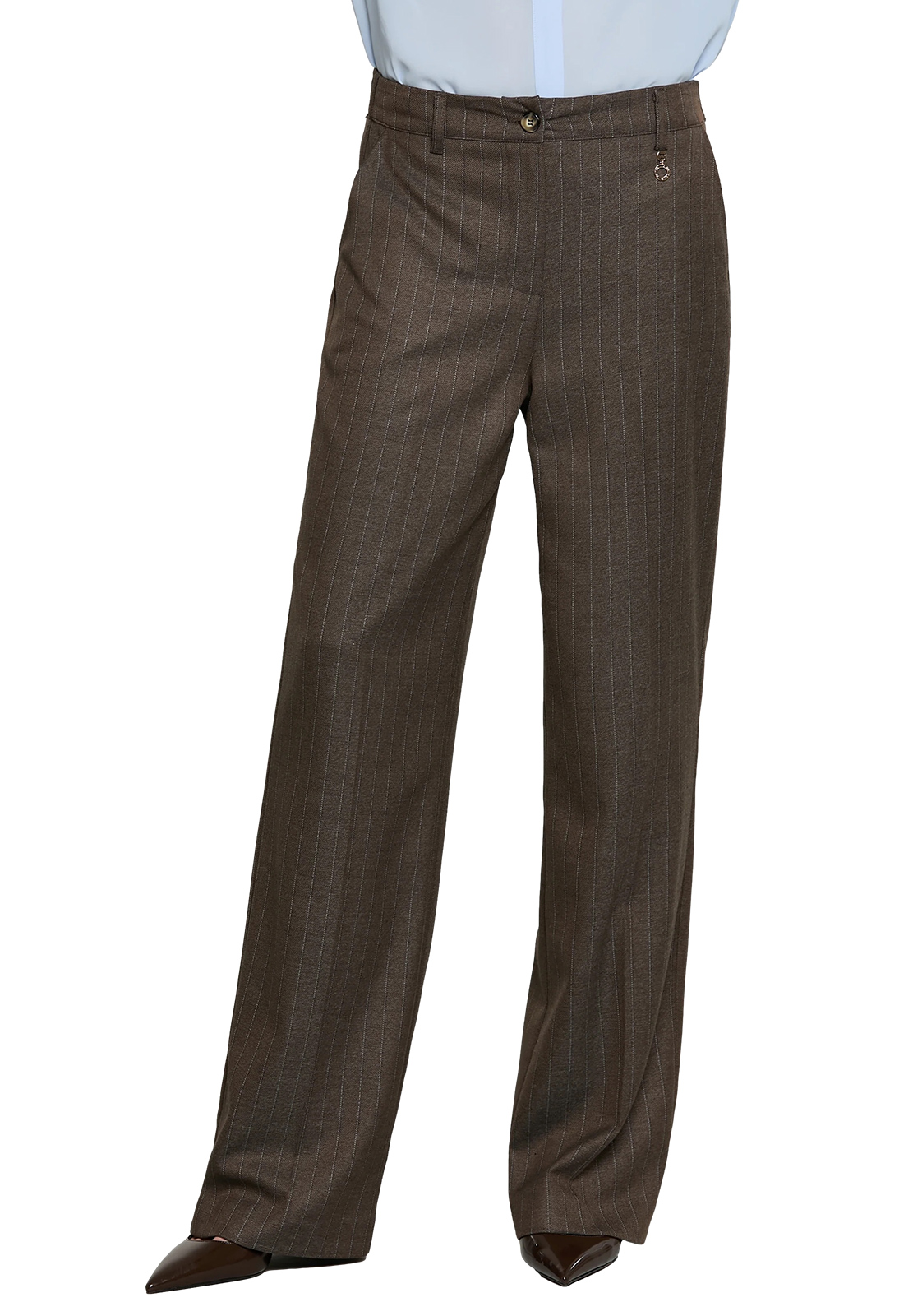 RELISH PANTALONE ARKINI GESSATO A PALAZZO CON VITA ALTA ED ELASTICO