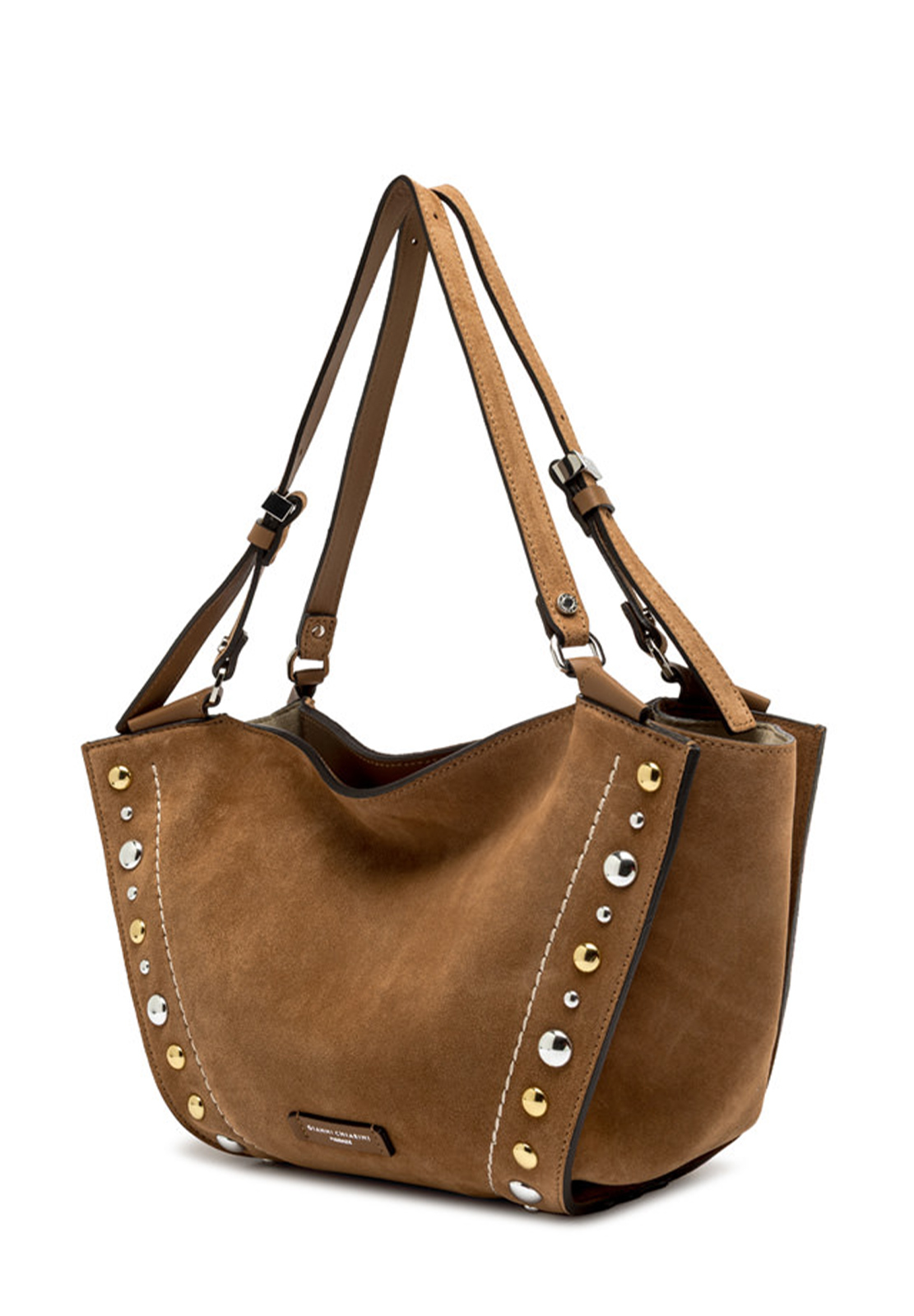 GIANNI CHIARINI BORSA IN CAMOSCIO CON BORCHIE BLOOM