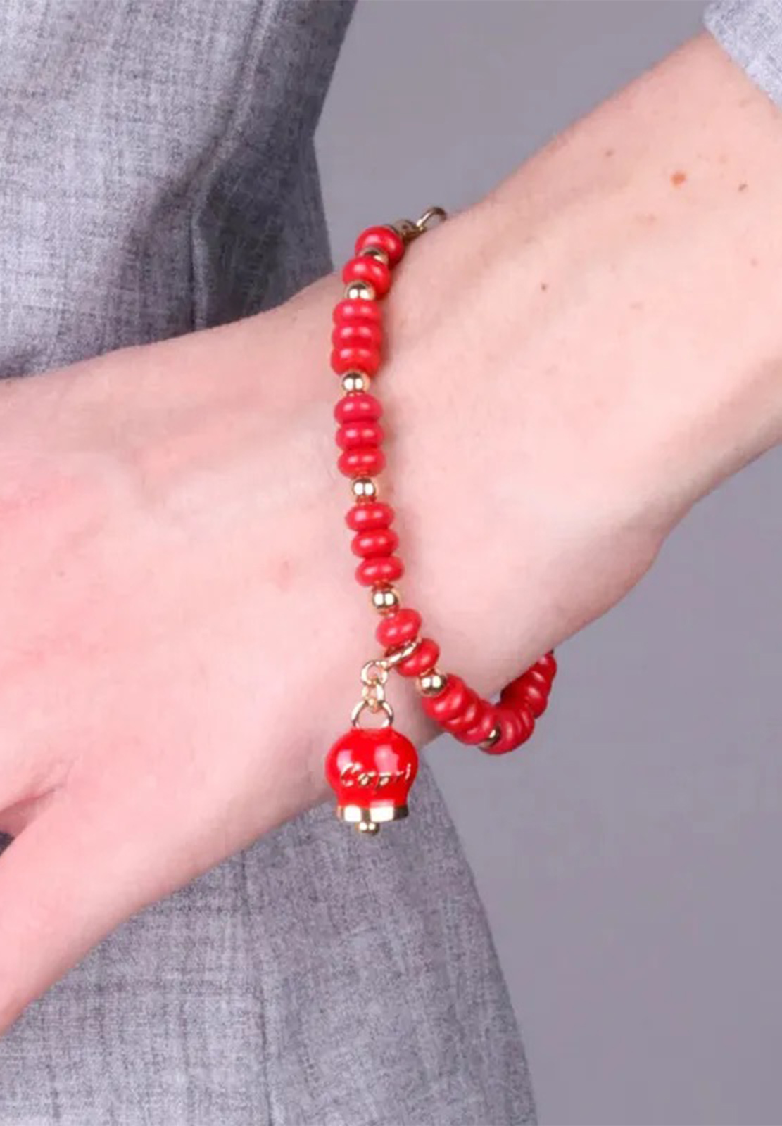 AMO CAPRI BRACCIALE SFERE CAMPANA ROSSA
