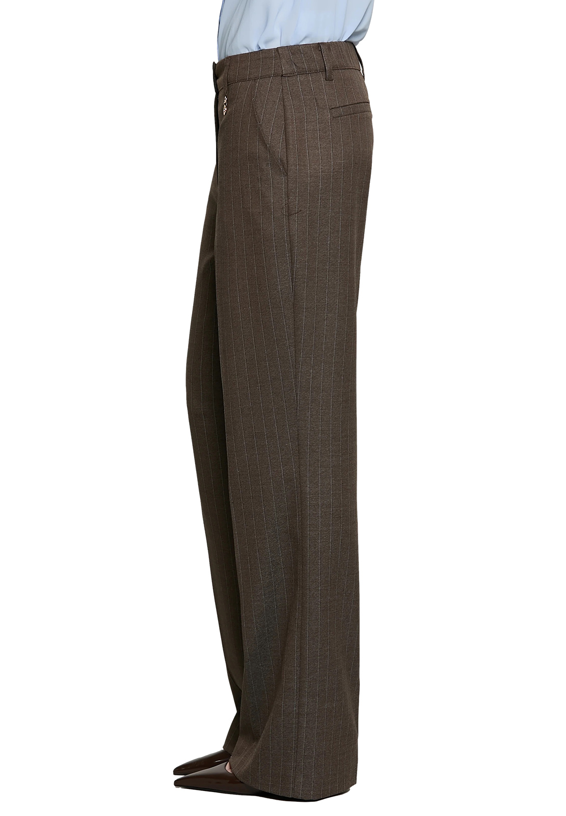 RELISH PANTALONE ARKINI GESSATO A PALAZZO CON VITA ALTA ED ELASTICO