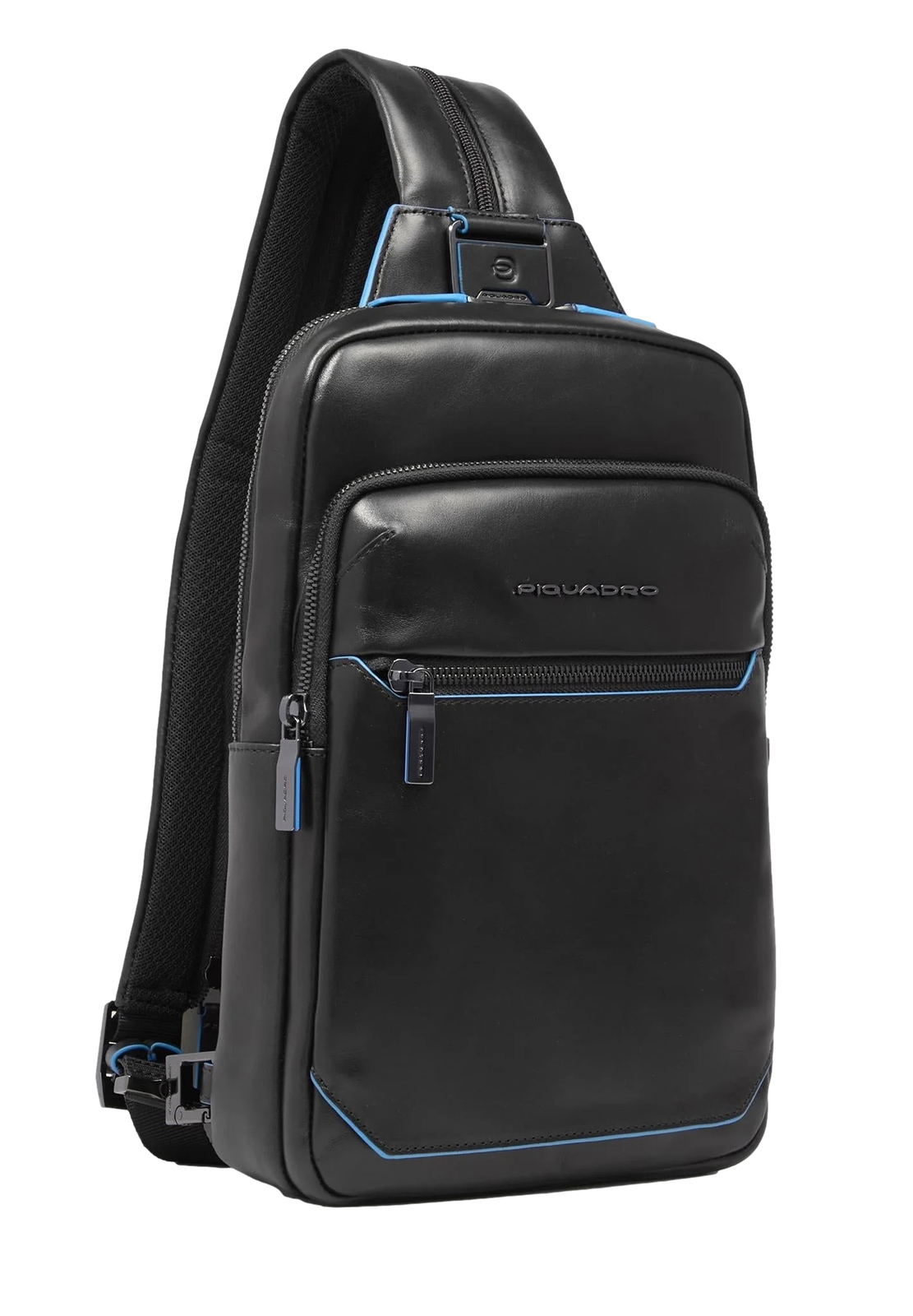 PIQUADRO MONOSPALLA IN PELLE BLUE SQUARE