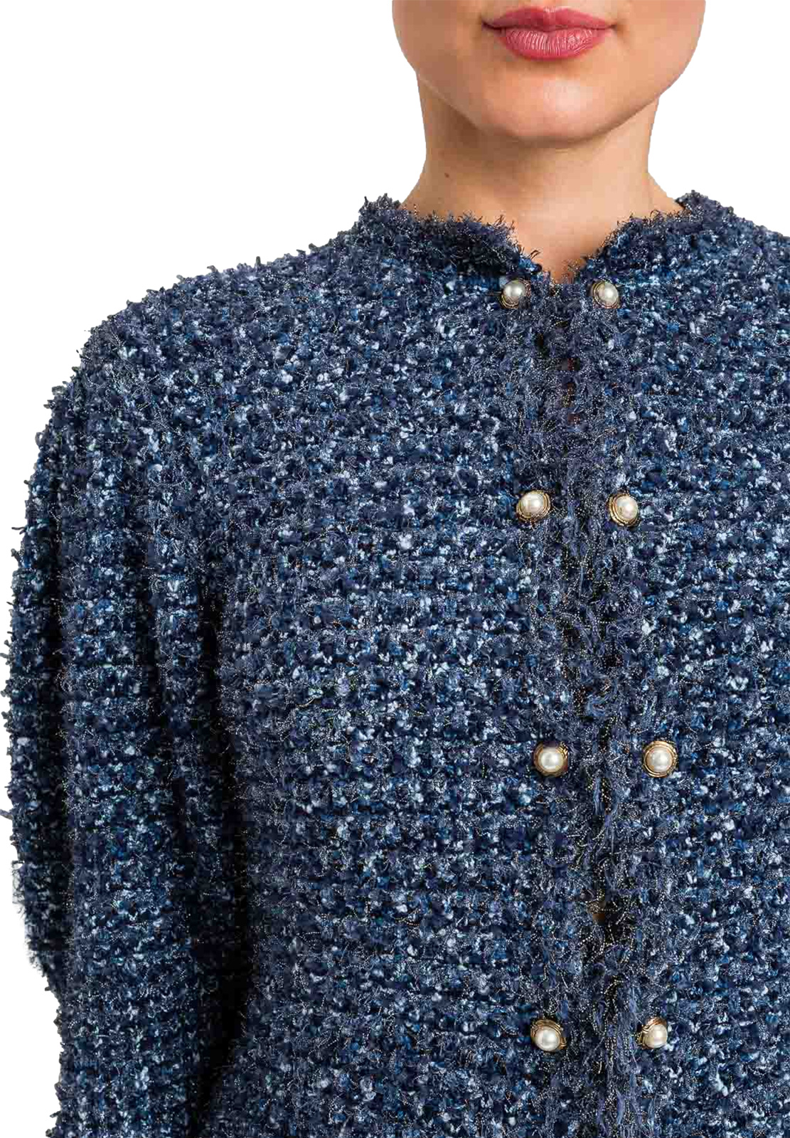 TWINSET GIACCA FITTED IN MAGLIA JACQUARD CON LUREX