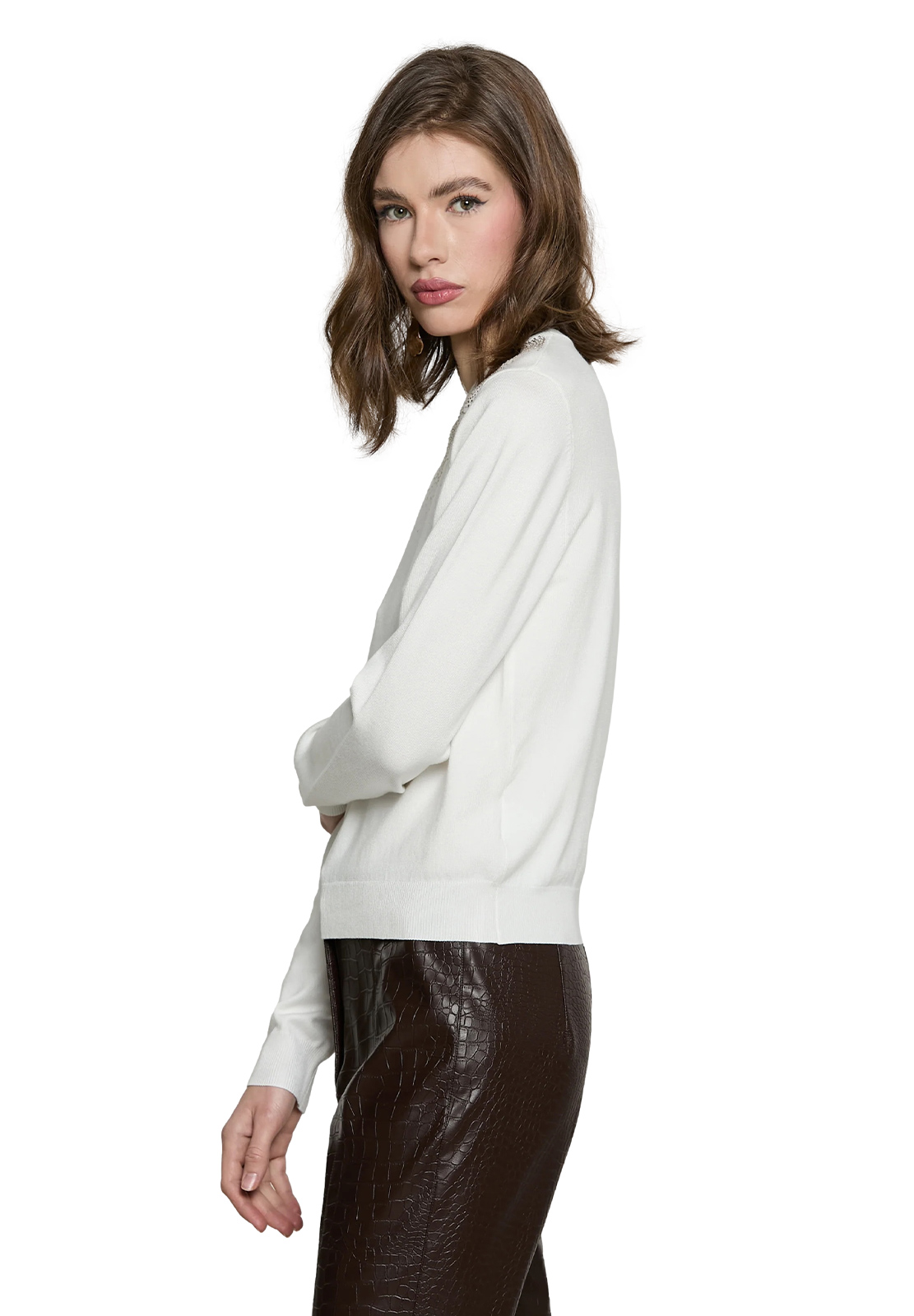 RELISH MAGLIA AVETRAZ GIROCOLLO CON STRASS