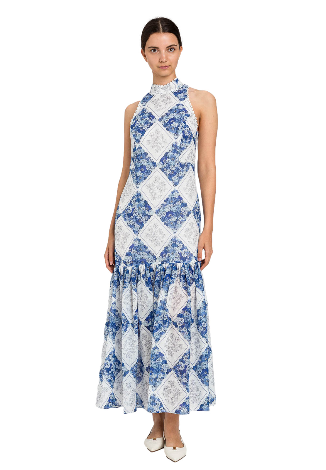 TWINSET ABITO LUNGO IN RAMIE' CON STAMPA FLOREALE