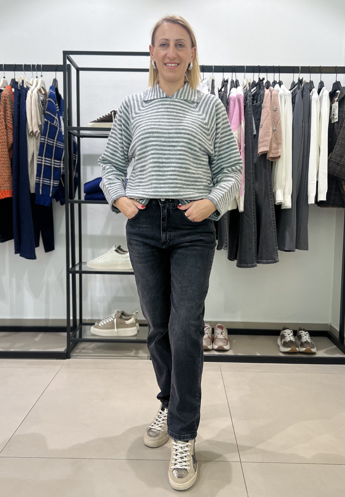 HAVEONE MAGLIA A RIGHE CON COLLETTO