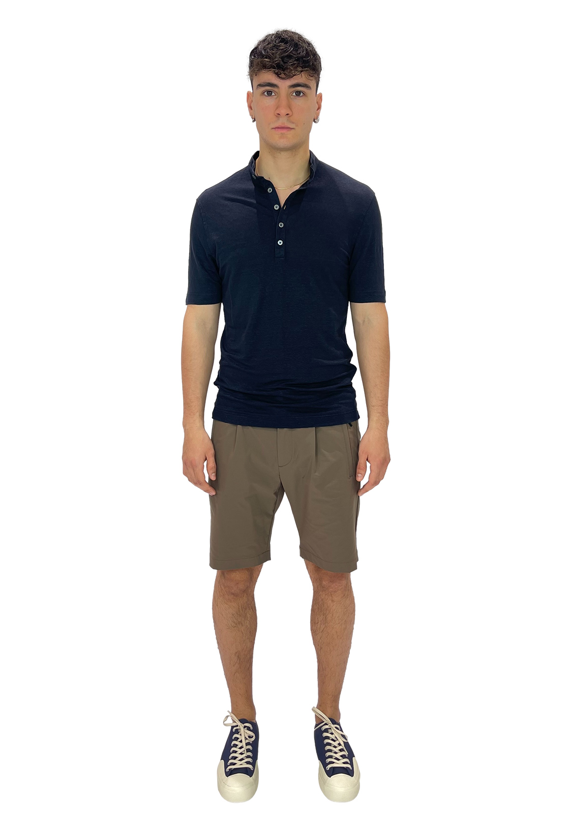 FILIPPO DE LAURENTIIS CAMICIA COREANA MANICA CORTA IN LINO