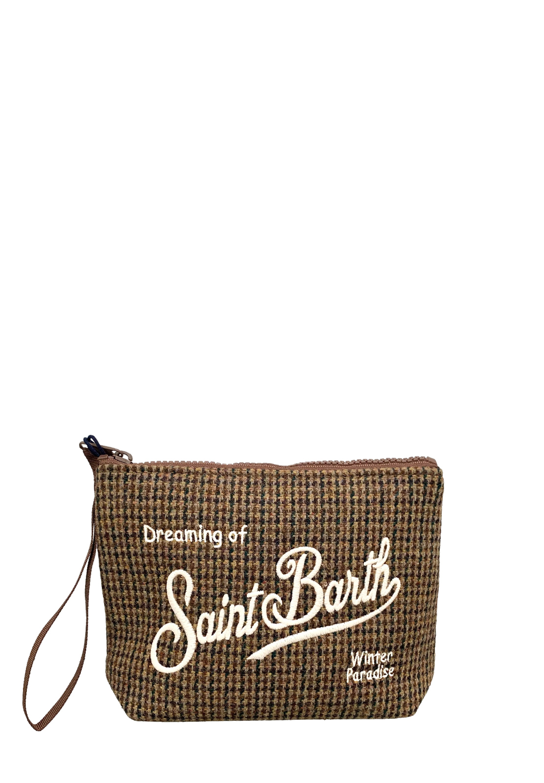 SAINT BARTH POCHETTE ALINE WOOL PIED DE POULE