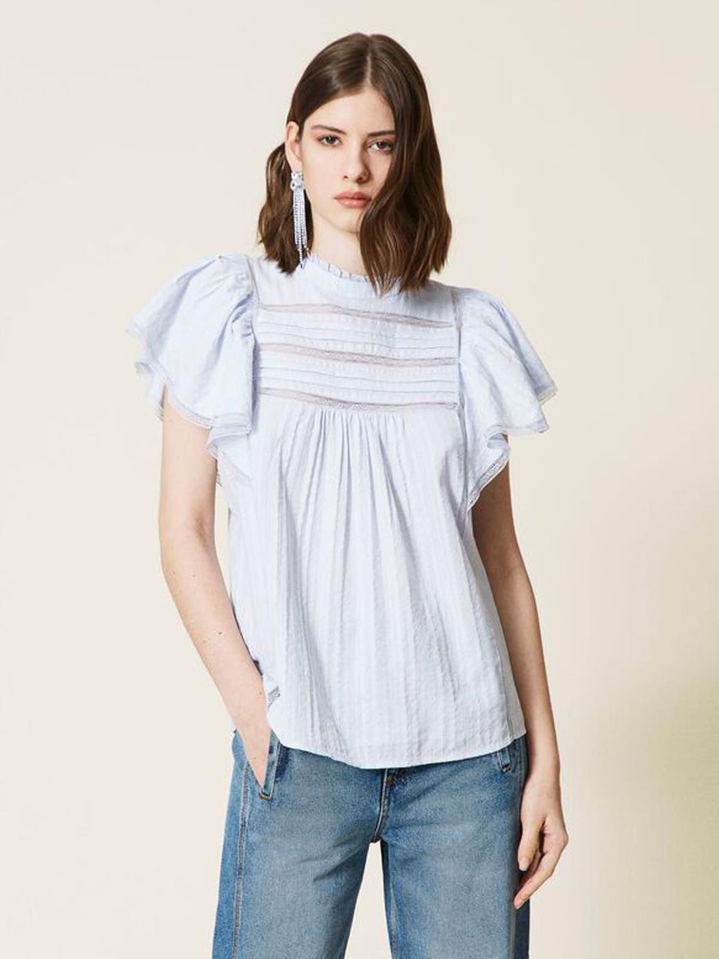 TWINSET BLUSA IN MUSSOLA CON PIZZO