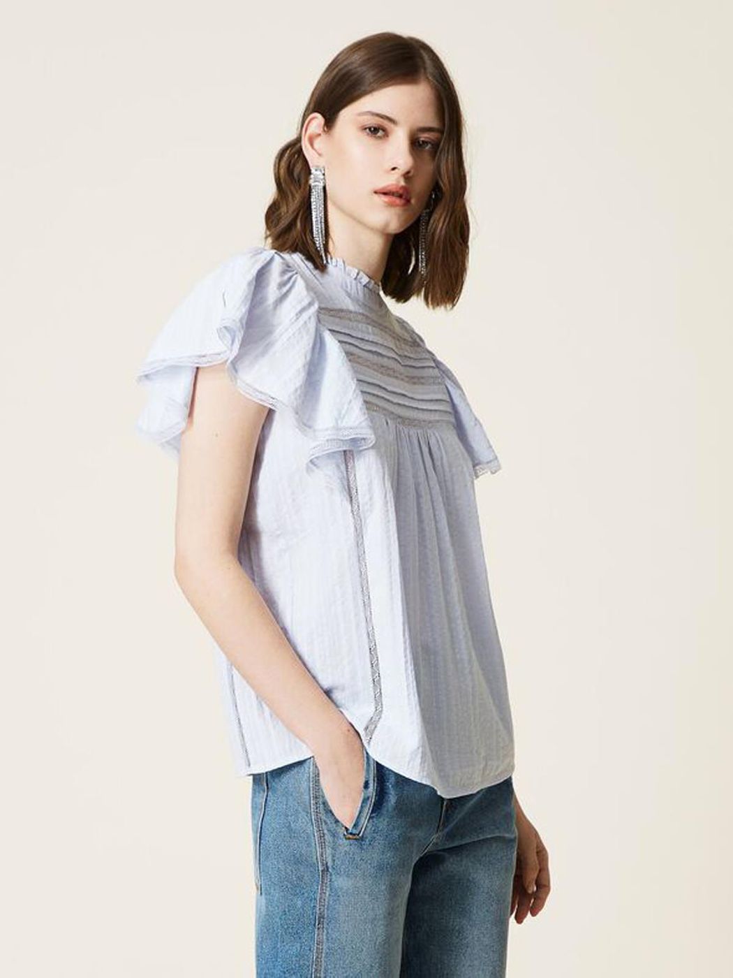 TWINSET BLUSA IN MUSSOLA CON PIZZO