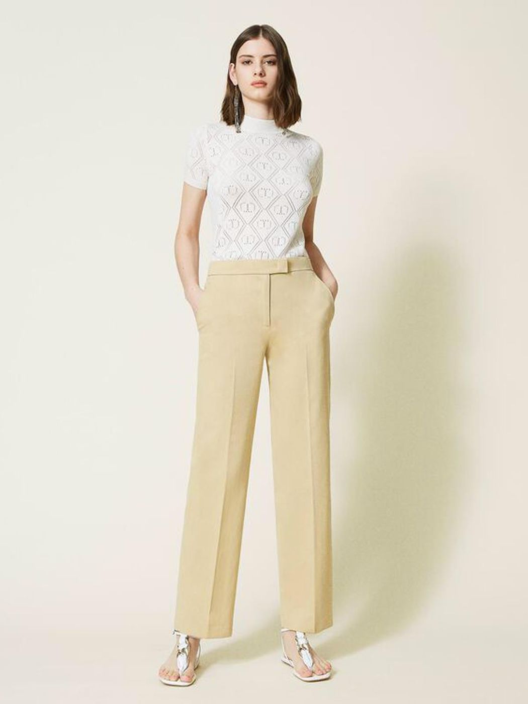 TWINSET PANTALONI IN RASO OPACO