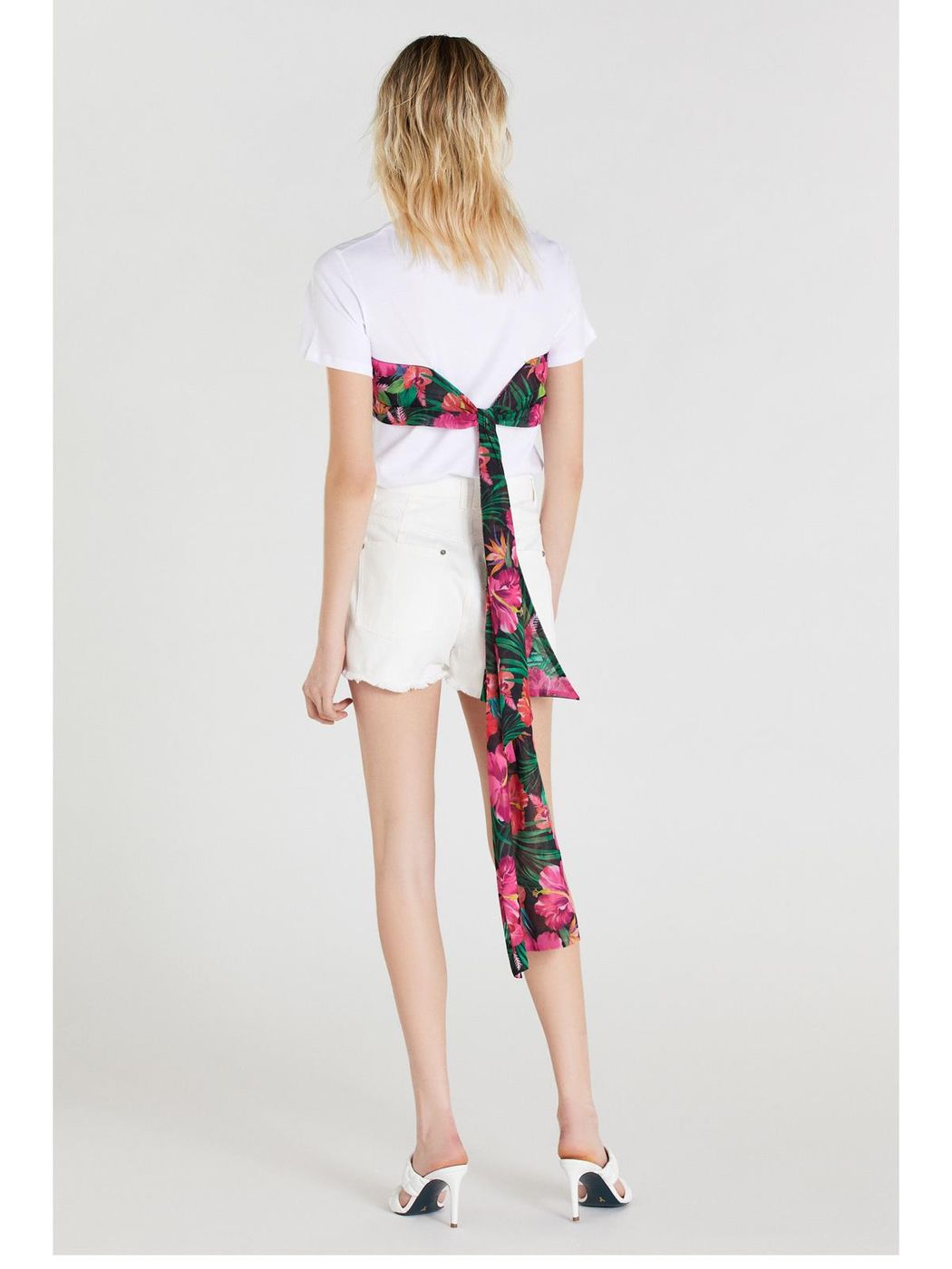 PATRIZIA PEPE T-SHIRT CON INSERTO IN CHIFFON